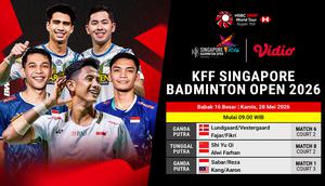 Jadwal BWF KFF Singapore Badminton Open 2026: babak 16 besar pekan ini di Vidio. doc. vidio