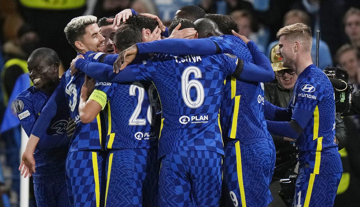 Kemenangan ini membuat Chelsea mengoleksi 6 poin dari 3 laga, dan berada di posisi dua Grup A di bawah Juventus yang menorehkan 9 poin. (AP/Alastair Grant)