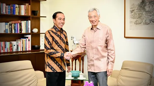 Momen akrab pertemuan Presiden Jokowi dengan PM Lee Hsien Loong di Istana Kepresidenan Singapura