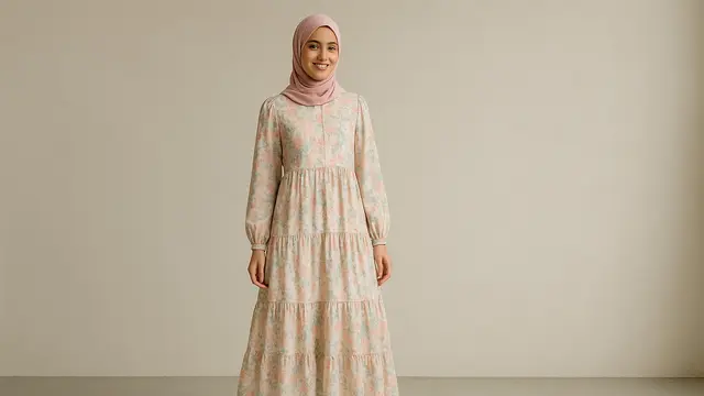 Model Gamis Motif Bunga Kekinian untuk Remaja/Ilustrasi gambar oleh AI