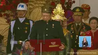 Ketua MPR Bambang Soesatyo didapuk menjadi pembaca naskah teks proklamasi kemerdekaan RI dalam upacara HUT ke-78 RI di Istana Merdeka, Kamis (17/8/2023). (Tangkapan layar Youtube Sekretariat Presiden)