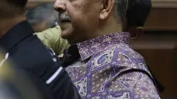 Terdakwa kasus suap proyek PLTU Riau-1 Sofyan Basir menjalani sidang lanjutan di Pengadilan Tipikor, Jakarta, Senin (21/10/2019). Sidang tersebut beragendakan pembacaan nota pembelaan atau pledoi terdakwa. (Liputan6.com/Herman Zakharia)