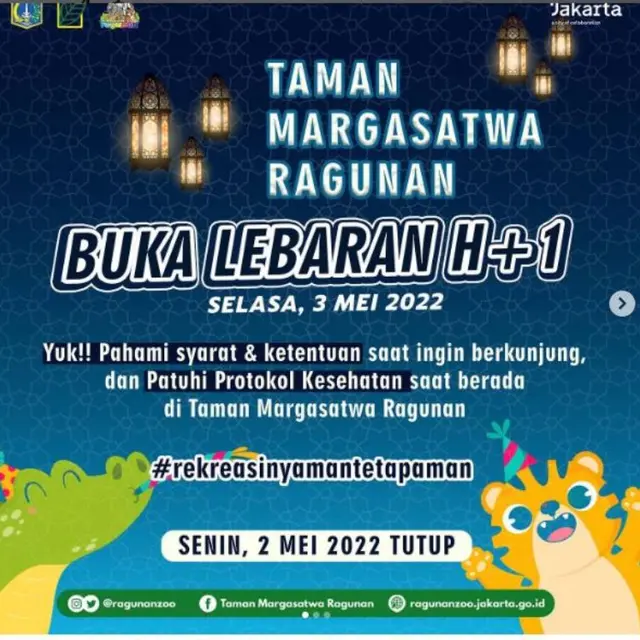 Buka di Lebaran Hari Kedua, Simak Harga Tiket dan Persyaratan Masuk Ragunan