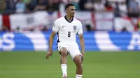 Gelandang Timnas Inggris, Trent Alexander-Arnold, saat menghadapi Belgia dalam laga Grup C Euro 2024 di Arena AufSchalke di Gelsenkirchen, Senin (17/6/2024) dini hari WIB. (KENZO TRIBOUILLARD / AFP)