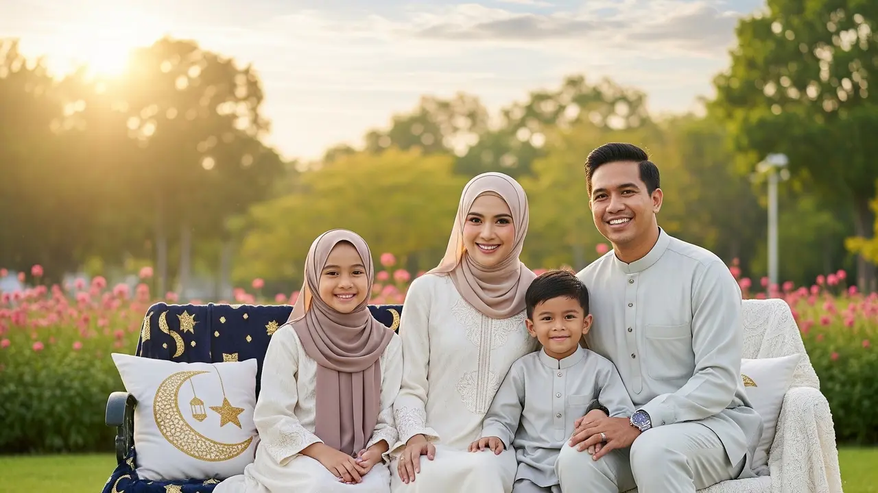 Ide Pose Foto Keluarga Outdoor Saat Lebaran (Gemini AI)