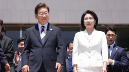 Lee Jae-myung resmi menjabat sebagai Presiden Korea Selatan (Korsel) pada 4 Juni 2025. (Lee Jin-man/POOL/AFP)