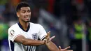 Gelandang Inggris, Jude Bellingham bereaksi selama laga semifinal Euro 2024 melawan Belanda di BVB Stadion di Dortmund pada 10 Juli 2024. Sepanjang perhelatan Euro 2024, Jude Bellingham sudah mengoleksi dua gol. (KENZO TRIBOUILLARD/AFP)