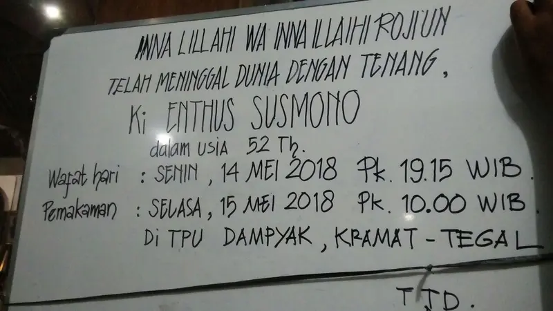 Bupati Tegal Ki Enthus Susmono