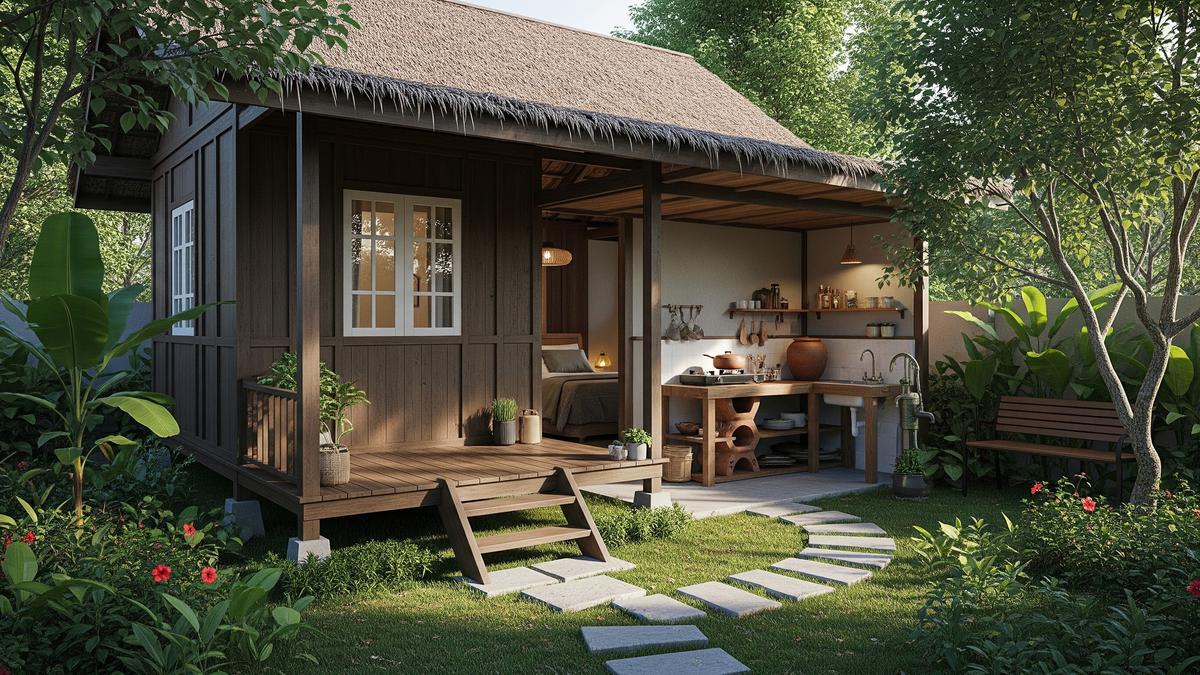 7 Inspirasi Rumah Kampung 1 Kamar dengan Dapur Terbuka Estetik dan Taman Kecil yang Menenangkan