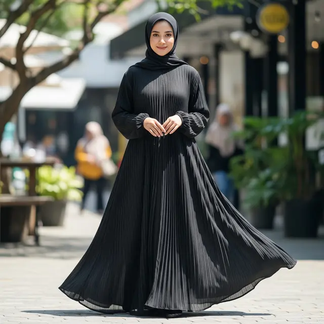 9 Model Abaya Serba Hitam Anti Mencolok untuk Cuaca Panas, Tampil Nyaman Elegan