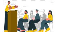 Ilustrasi pidato, ceramah. (Image by storyset on Freepik)