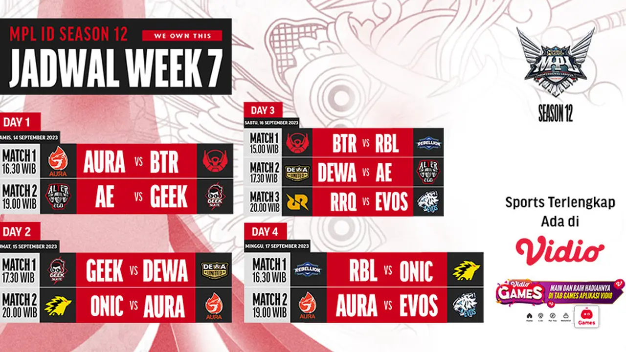 Link Streaming MPL ID Season 12 Pekan Ketujuh