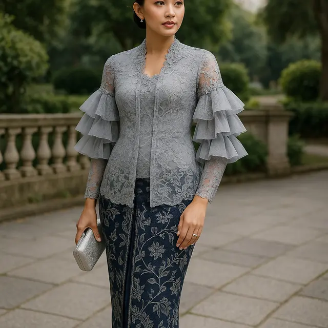 7 Ide Padu Padan Batik Brokat Kombinasi Lengan Tiga Lapis Agar Terlihat Mewah, Elegan dan Tidak Membosankan