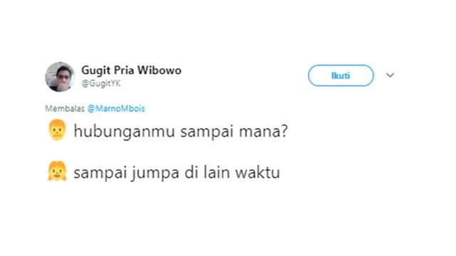 Cuitan kocak (Sumber: Twitter/@GugitYK)