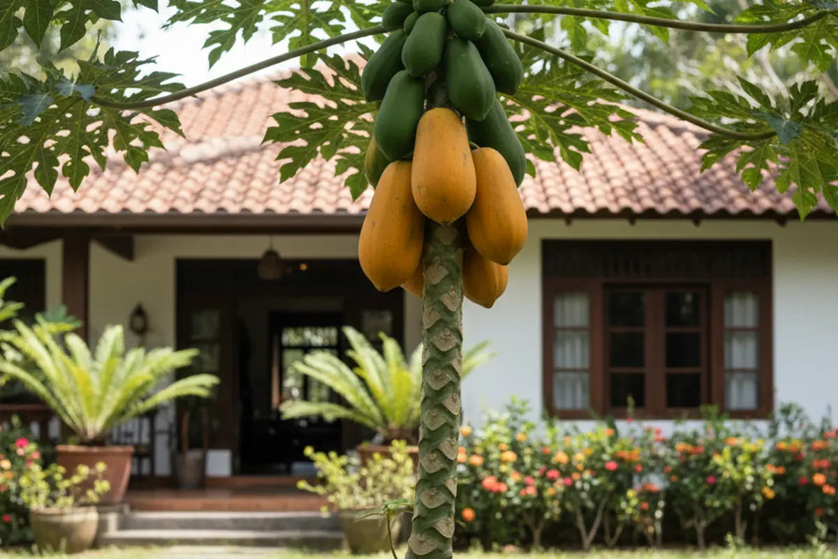 Pohon Pepaya di Halaman Depan Rumah