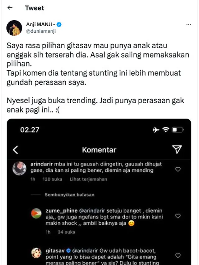 Gita Savitri Bikin Anji Ikut Gundah, Bukan Soal Childfree tapi Lebih Karena Komentarnya yang Bahas Stunting