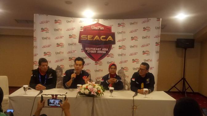Jumpa pers Grand Final UniPin SEACA 2019 di Jakarta, Jumat (8/11/2019). (/ Yuslianson)