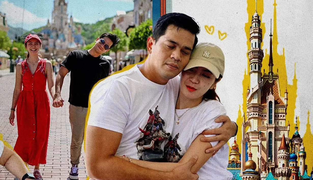 Potret kemesraan komedian dan sang istri saat liburan. Sejak menikah sekitar 10 tahun lalu, keduanya masih menjaga kemesraan dan keharmonisannya. [Instagram/podkesmas]