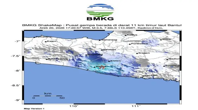 Gempa M3,5 Guncang Bantul Dipicu Aktivitas Sesar Opak