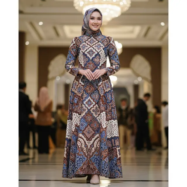 9 Model Gamis Batik untuk Perkumpulan Wanita
