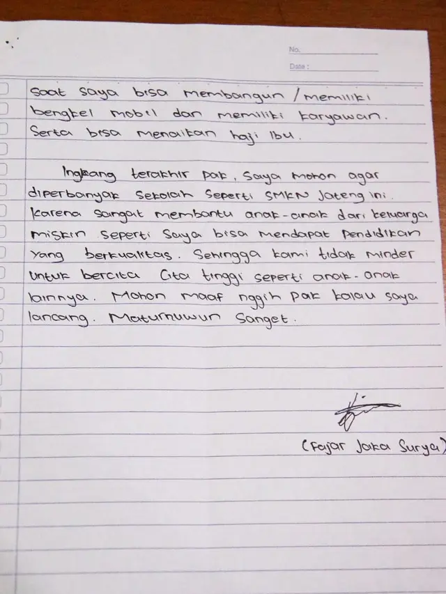 Ganjar Pranowo Terima Surat dari Siswa SMK, Isinya Bikin Haru