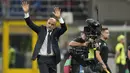Selebrasi pelatih Timnas Italia, Luciano Spalletti setelah menang 2-1 atas Timnas Ukraina pada laga Grup C Kualifikasi Euro 2024 di San Siro Stadium, Milan, Rabu (13/9/2023) dini hari WIB. (AP Photo/Luca Bruno)