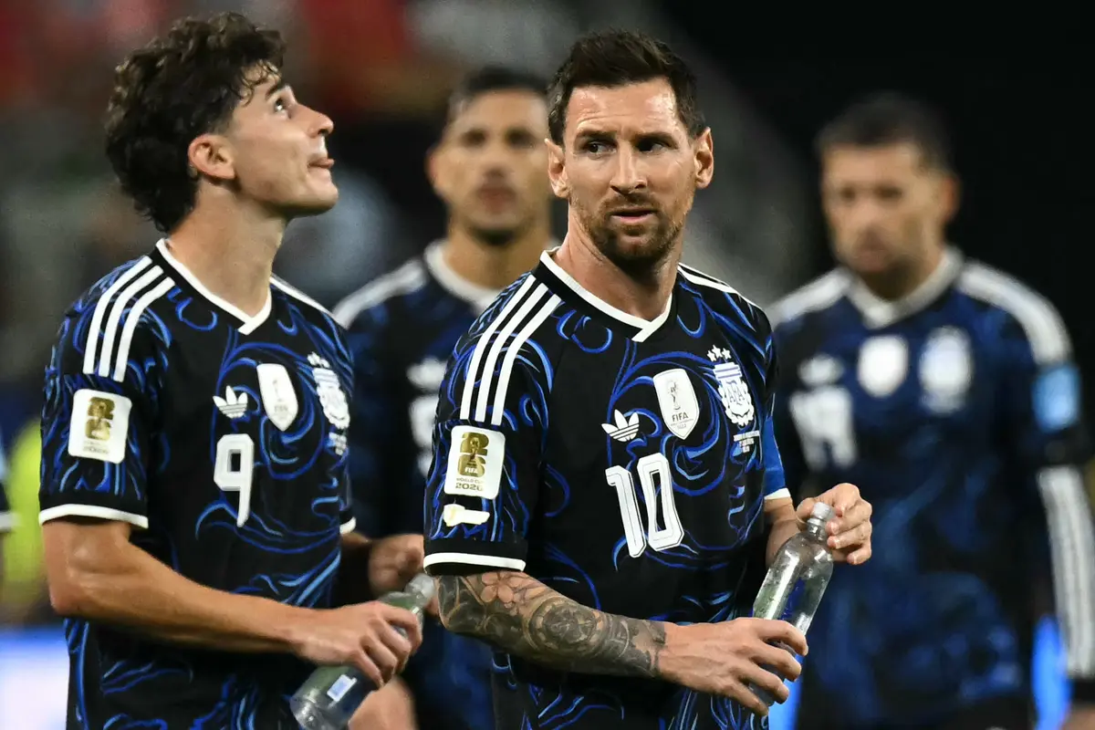 Penyerang Timnas Argentina, Lionel Messi, saat melawan Timnas Yordania.