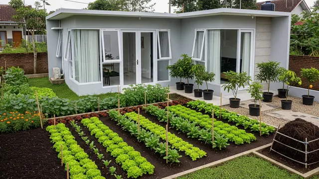 Model Rumah dengan Kebun Depan dan Belakang