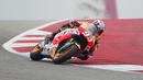 Marc Marquez sedang melakukan sesi kualifikasi di Circuit of The Americas (COTA), Minggu (12/4/2015) dini hari WIB. (AP Photo/Darren Abate)