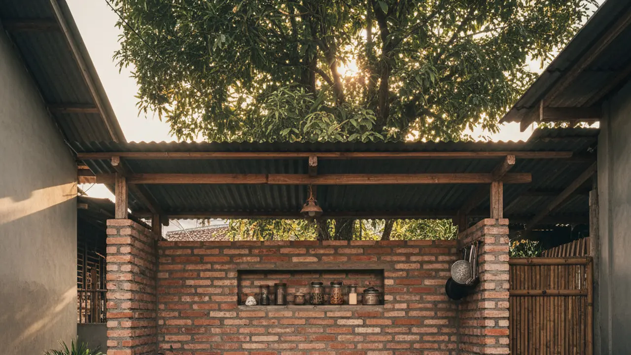 Desain Dapur Outdoor Sederhana yang Cocok untuk Rumah di Gang/Ilustrasi AI