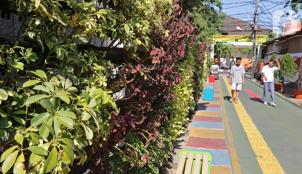 Suasana di Kampung Budaya Kawasan Jakarta Barat, Selasa (19/11/2019). Pemprov Jakarta Barat melakukan penataan kawasan pemukiman di beberapa lokasi, salah satunya di Jalan Katalia I Timur. (Liputan6.com/Herman Zakharia)