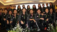 Tim Indonesia yang akan berjuang di ajang Piala Thomas dan Uber 2018 bertolak ke Bangkok, Thailand, Rabu (16/5/2018). (PBSI)