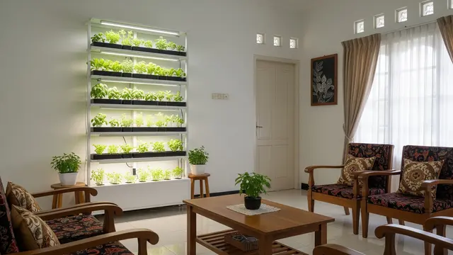 Rak Hidroponik Minimal pada Rak Dinding Bertingkat