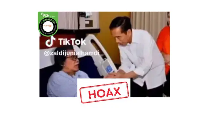 <p>Cek fakta Presiden Jokowi bersalaman dengan Cak Nun saat menjenguk di RS.</p>