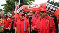 Rano Karno menghadiri acara jalan sehat yang menjadi rangkaian HUT PDI Perjuangan di Tangerang Selatan, Banten. (Ist)
