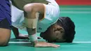 Total, Alwi Farhan hanya membutuhkan waktu 25 menit untuk mengunci gelar juara Indonesia Masters 2026. Tampak dalam foto, pebulu tangkis tunggal putra Indonesia, Alwi Farhan usai bertanding melawan wakil Thailand, Panitchaphon Teeraratsakul, pada laga final Indonesia Masters 2026 di Istora Gelora Bung Karno, Senayan, Jakarta, Minggu (25/1/2026). (Bola.com/Bagaskara Lazuardi)