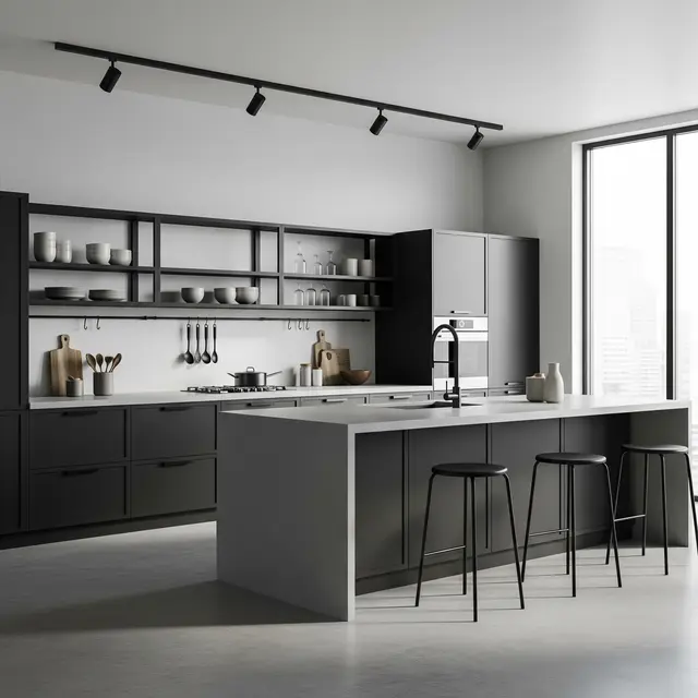Desain Dapur Industrial dengan Semen Ekspos