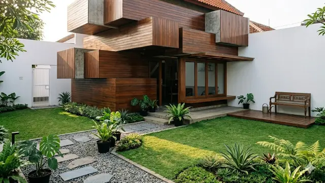 Rumah “Jenga” dengan Halaman Terbuka Modern