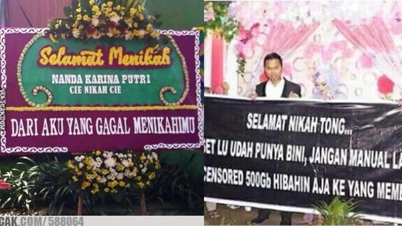 6 Tulisan Selamat Menikah Ini Nyeleneh Banget, Bikin Ngakak