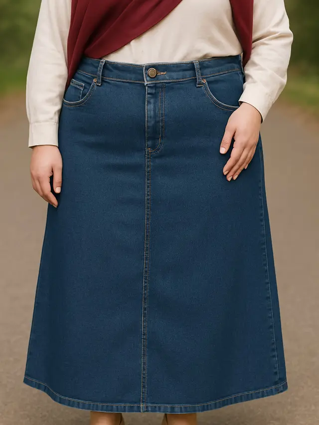 Rok Jeans untuk Orang Gemuk Berhijab (Foto: ChatGPT)