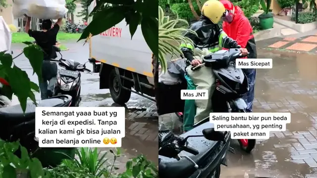 Kesibukan kurir ekspedisi di tengah membludaknya pesanan konsumen