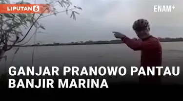 Sambil Naik Sepeda, Ganjar Pranowo Datangi Banjir Marina