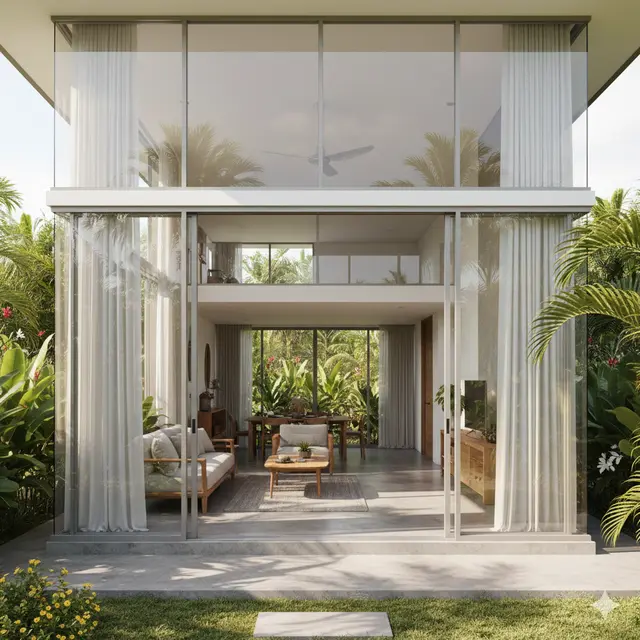 Desain Rumah Kecil dengan Jendela Besar (Foto: Gemini AI)