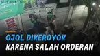 Terekam kamera cctv seorang ojol dikeroyok karyawan restoran.