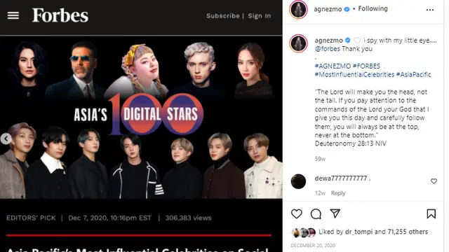7 Artis Indonesia Ini Pernah Masuk Majalah Forbes, Terbaru Raffi Ahmad dan Nagita Slavina