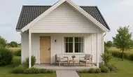 Gambar Rumah Sederhana Ukuran 6x9 Meter di Desa dengan Ruang Tamu di Teras (created by AI)