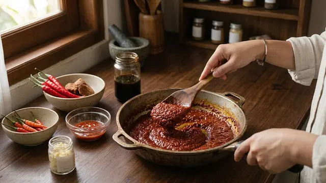 Ilustrasi resep sempol udang dengan bumbu pedas manis