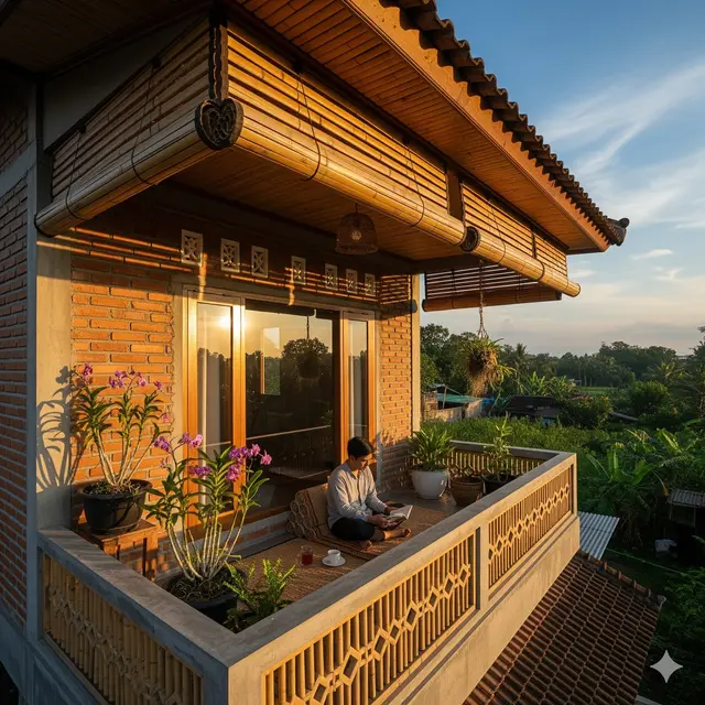 Rumah dengan Balkon Kecil di Lantai 2