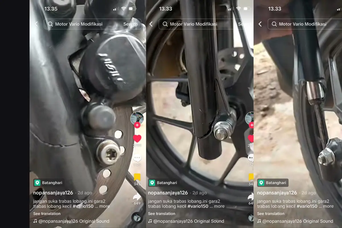 Shock Depan Vario Retak dan Pecah Akibat Hantam Lubang