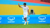 Striker Timnas Thailand U-22, Yotsakorn Burapha membobol gawang Timnas Timor Leste U-22 dalam laga perdana Grup A SEA Games 2025 di Stadion Rajamangala, Bangkok, Rabu (3/12/2025) malam (Dok. Changsuek)